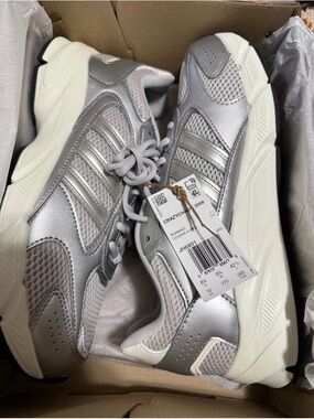 adidas Silver and White Chunky Running Sneakers